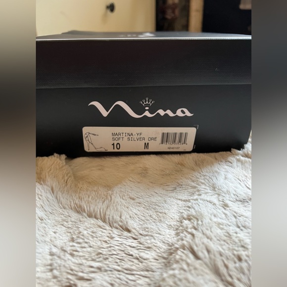 NINA Martina Soft Silver Open Toe Evening Shoes. NOT Platform Shoes - Picture 11 of 12